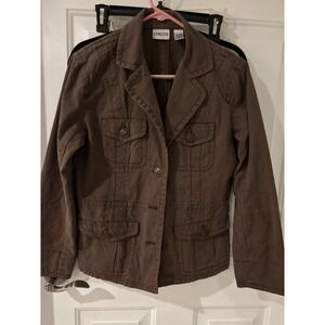 Chico's Jacket Brown Button Front‎ Pockets Blazer Size 1